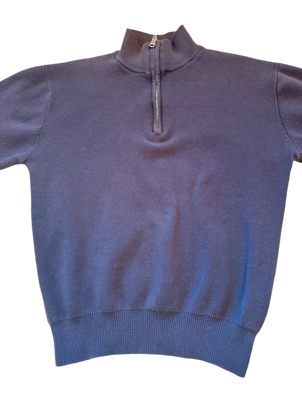 Men's Zip-Front Knit Sweater in Navy